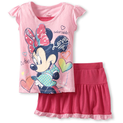 Girl Minnie T-Shirt and Skirt Red