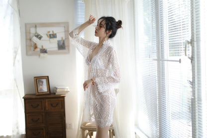 Lingerie Robe Long Sheer and Two Pieces SUX031