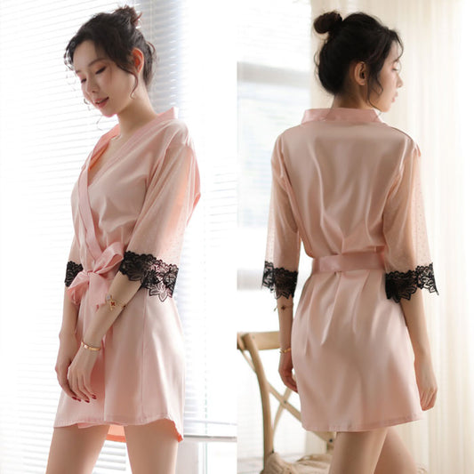 Lingerie Robe Two Tones Lace Sleeves Tip SUX043