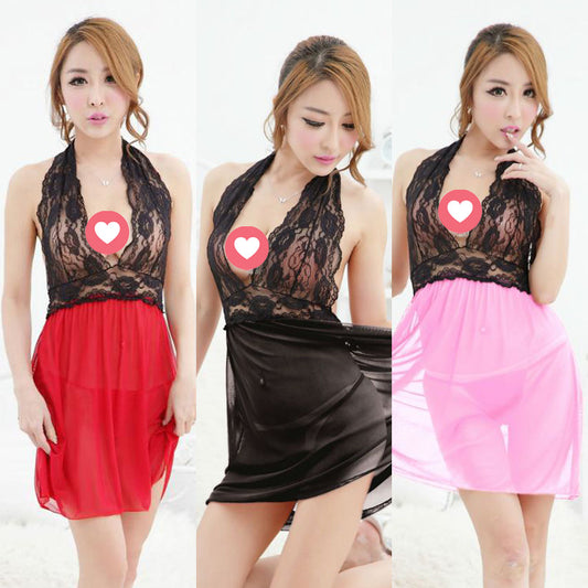 Lingerie Babydoll Lace Upper Halter Neck SUX001