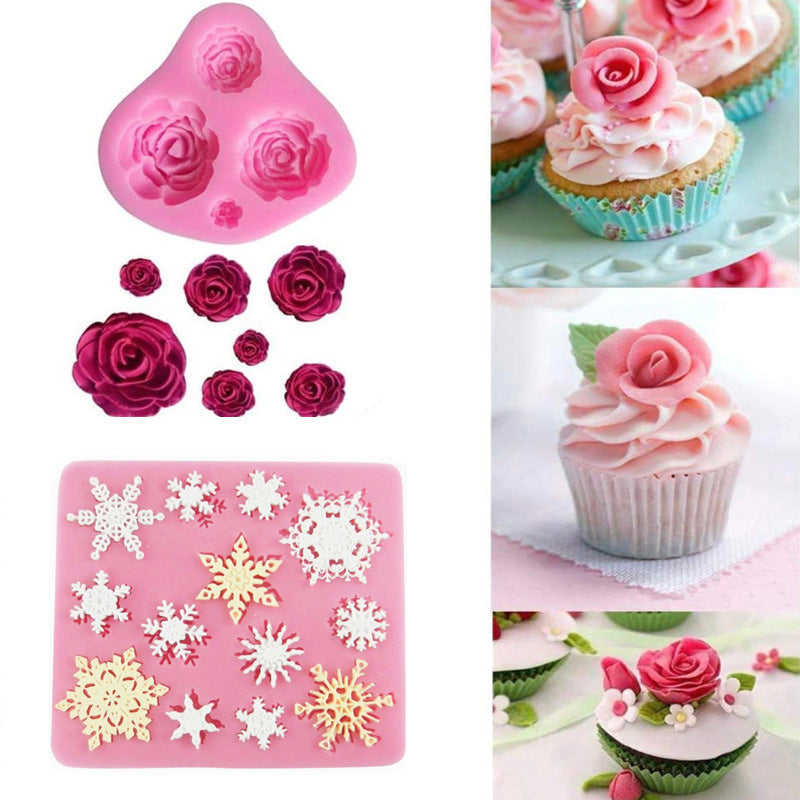 Cetakan Silikon Fondant Bunga Mawar 4 Ukuran Berbeda