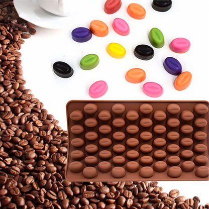 Cetakan Silikon Es Batu Coklat Bentuk Biji Kopi