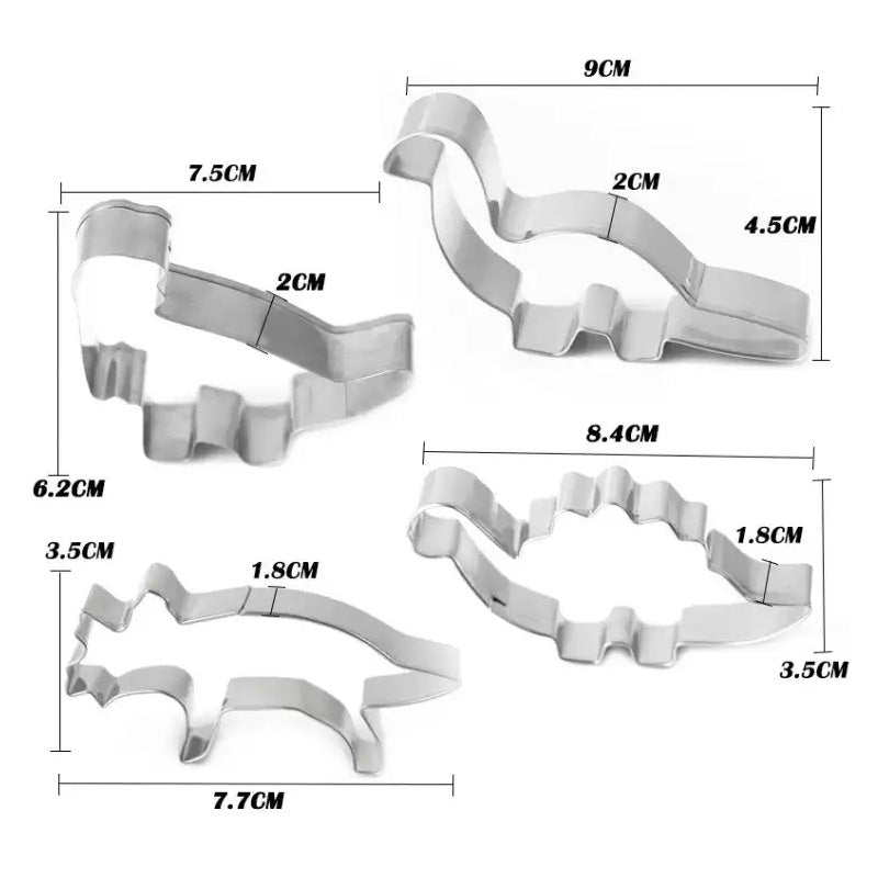 Set Cookies Cutter Baking Mold Cetakan Kue Kering Biskuit Dinosaurus 4 Pcs