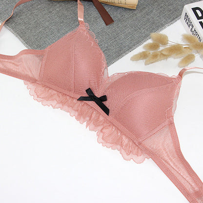 Bra Set Lace Lower Bowknot