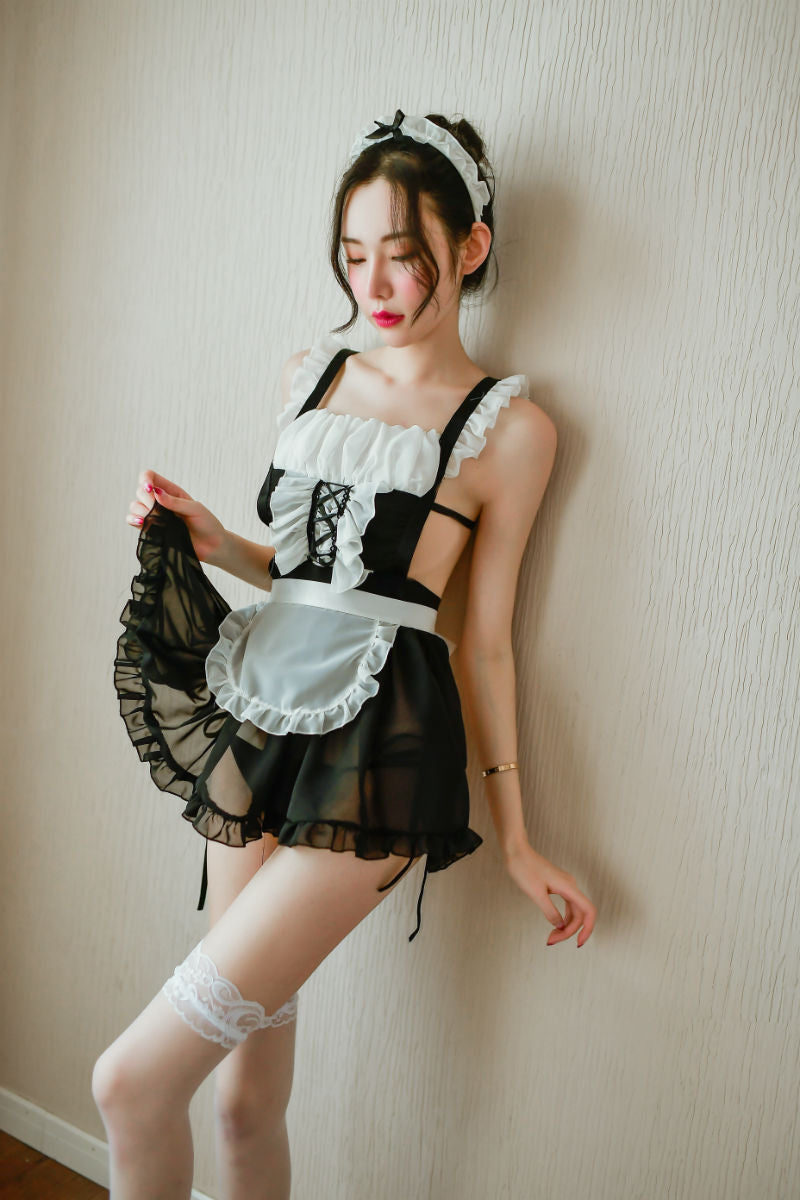 Lingerie Costume Maid Dual Tone Open Back