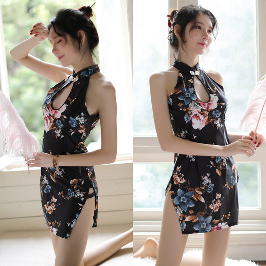 Lingerie Chemise Flower Pattern Cheongsam ZU9064