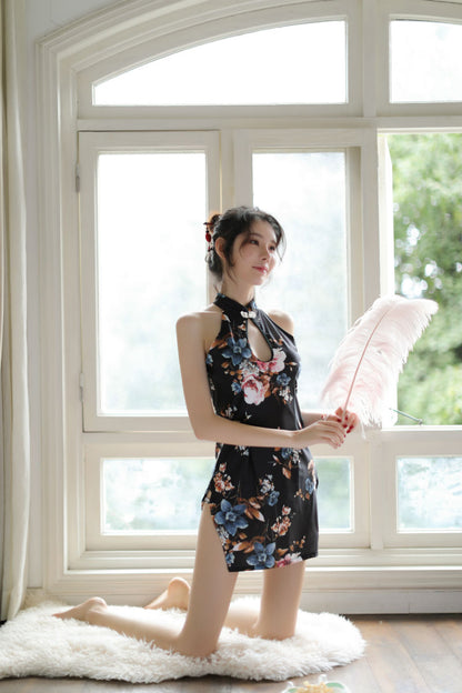 Lingerie Chemise Flower Pattern Cheongsam ZU9064
