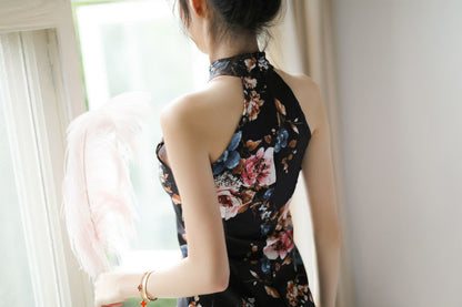 Lingerie Chemise Flower Pattern Cheongsam ZU9064