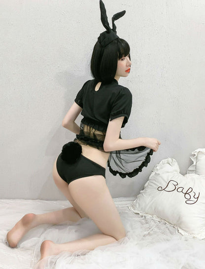 Lingerie Costume Rabbit Babydoll Open Chest Transparent Lower ZU9128
