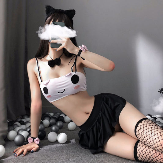 Lingerie Costume Cat Two Pieces Smiling Face Skirt ZU9173