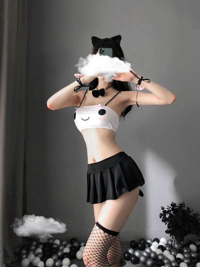 Lingerie Costume Cat Two Pieces Smiling Face Skirt ZU9173