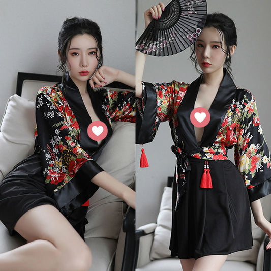 Lingerie Robe Two Pieces Open Chest Deep V ZUA247
