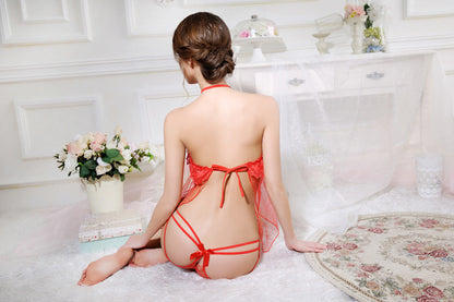 Lingerie Babydoll Lace Top Halter Neck ZUD032