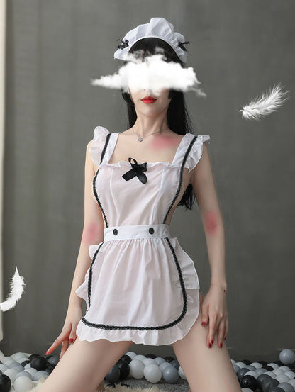 Lingerie Costume Maid Dual Tones Lines Open Back ZUP805
