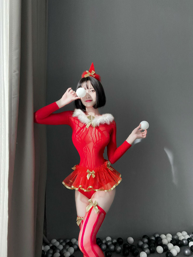 Lingerie Costume Santa Bodystocking Skirt ZUR548