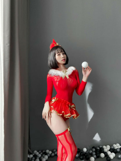 Lingerie Costume Santa Bodystocking Skirt ZUR548