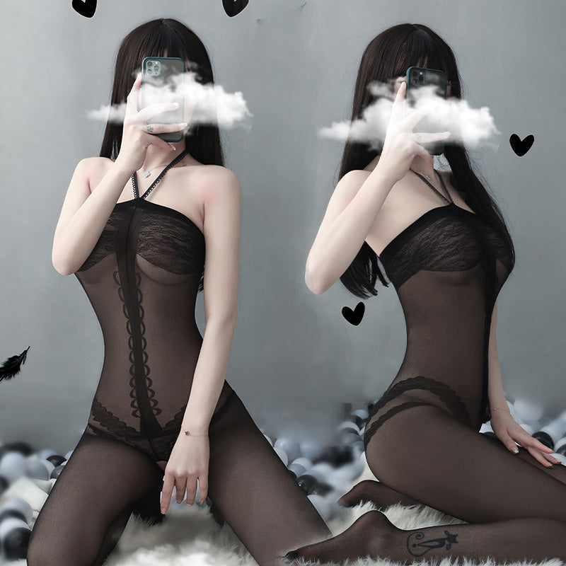 Lingerie Bodystocking Long Pants Halter Neck ZUW602