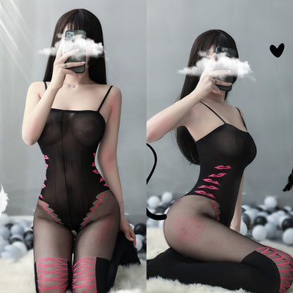 Lingerie Bodystocking Dual Tones Long Pants ZUW615