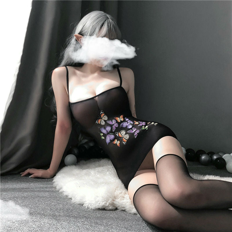 Lingerie Bodystocking Chemise Butterflies ZUW890