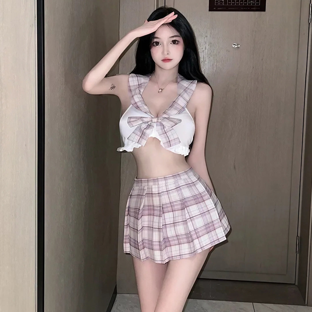 Lingerie Costume Student Two Pieces Plaid ZUX213