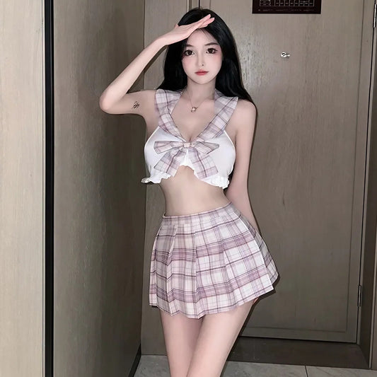 Lingerie Costume Student Two Pieces Plaid ZUX213
